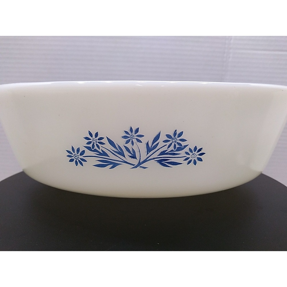 Vtg Anchor Hocking Blue Corn‎ Flower Oblong Casserole Dish 1.5 QT #433